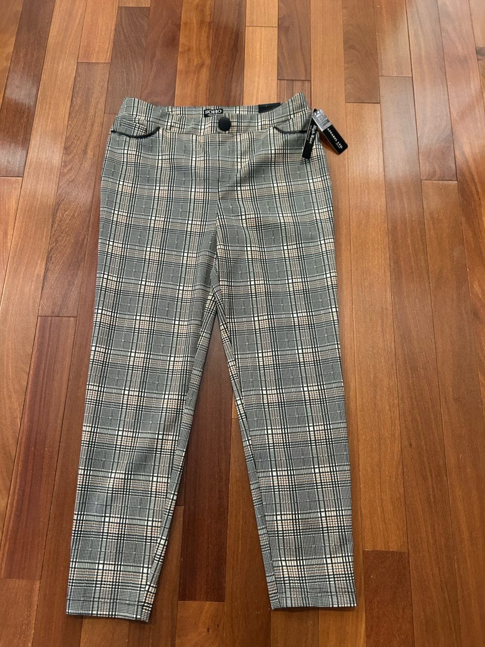 Soho women’s Black and White Glen Plaid Dress Pants